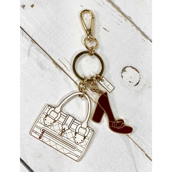 Burberry White & Burgundy Purse & Shoe Bag Charm - Picture 3 of 8